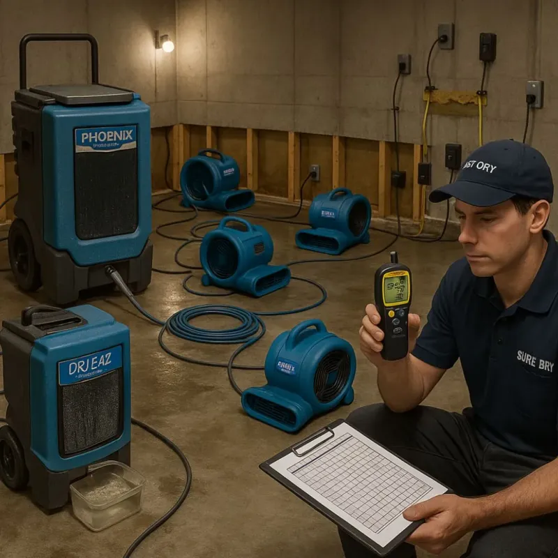 Structural Drying and Dehumidification process in Meridian, OK